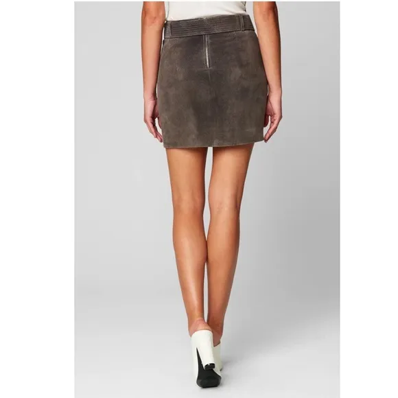 🏷️ NWT Blank NYC Women's Grey Leather Skirt