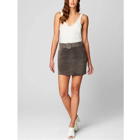 🏷️ NWT Blank NYC Women's Grey Leather Skirt