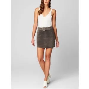 🏷️ NWT Blank NYC Women's Grey Leather Skirt