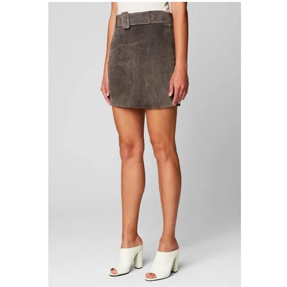 🏷️ NWT Blank NYC Women's Grey Leather Skirt