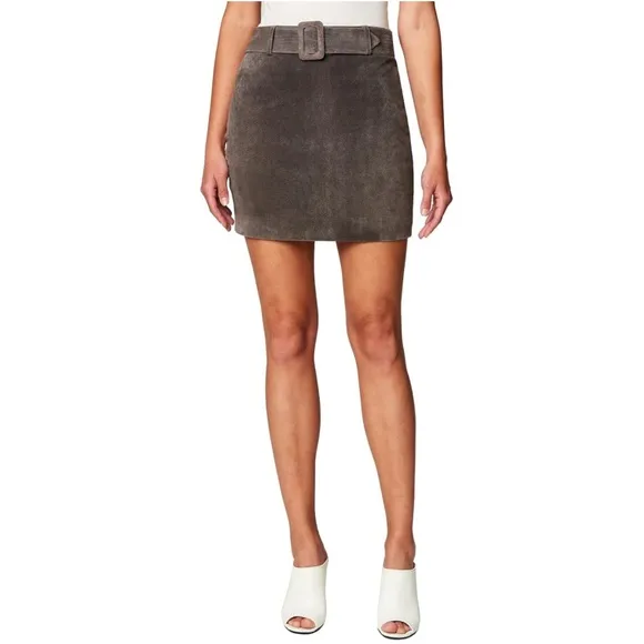 🏷️ NWT Blank NYC Women's Grey Leather Skirt