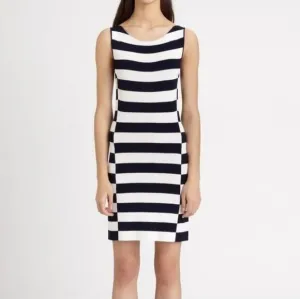 ⭕️ PRICE FIRM NEW Theory Lasina Black and White Striped Dress Size Medium