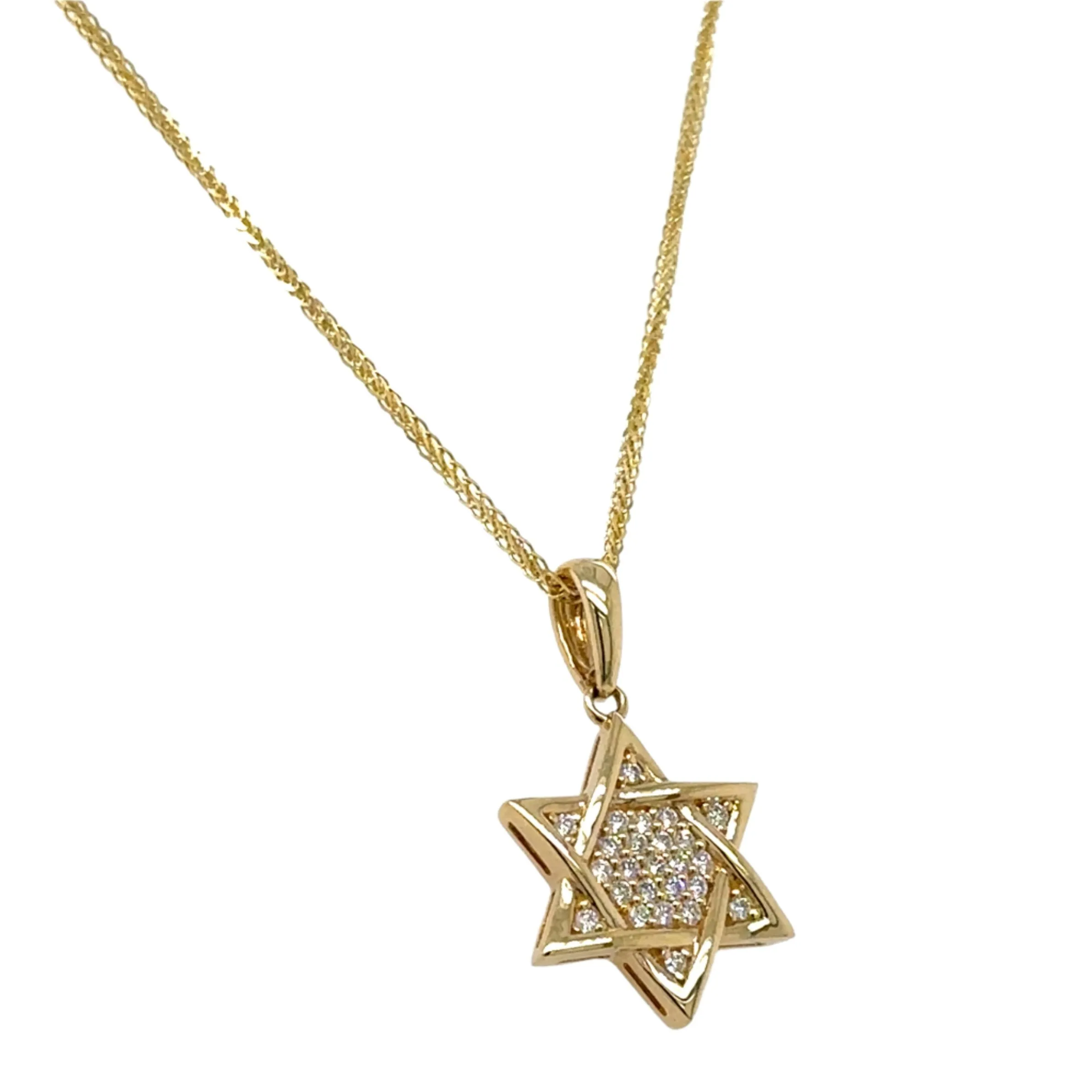 0.23ct tw Diamond and Gold Star Of David Pendant Necklace
