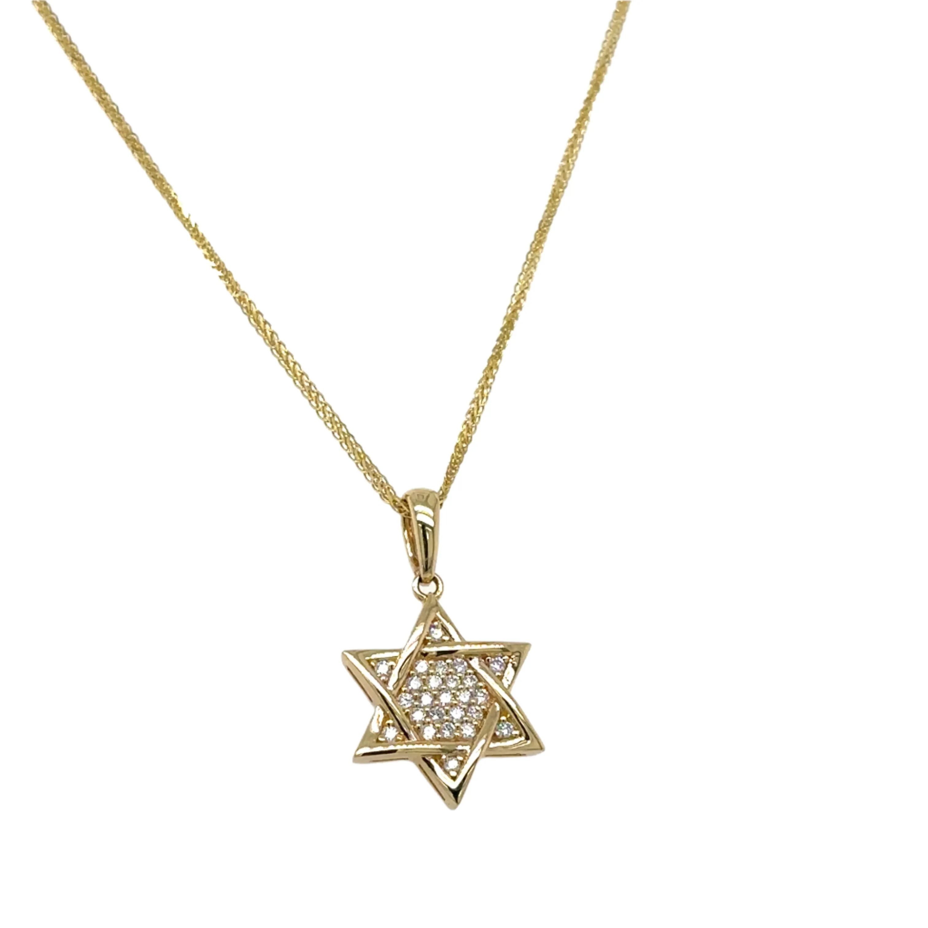 0.23ct tw Diamond and Gold Star Of David Pendant Necklace