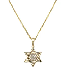 0.23ct tw Diamond and Gold Star Of David Pendant Necklace