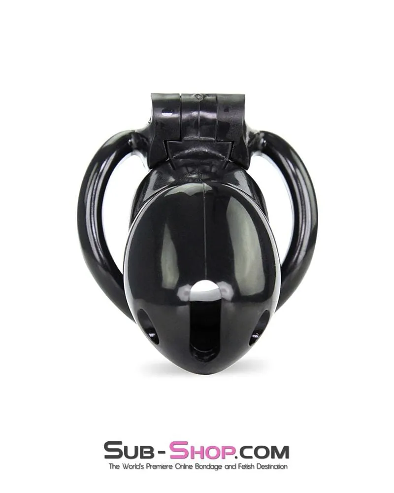 0316AE-SIS      Short Sissy Knight Black Locking Male Tease and Denial Chastity Device