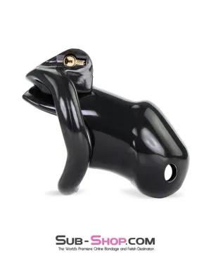 0316AE-SIS      Short Sissy Knight Black Locking Male Tease and Denial Chastity Device