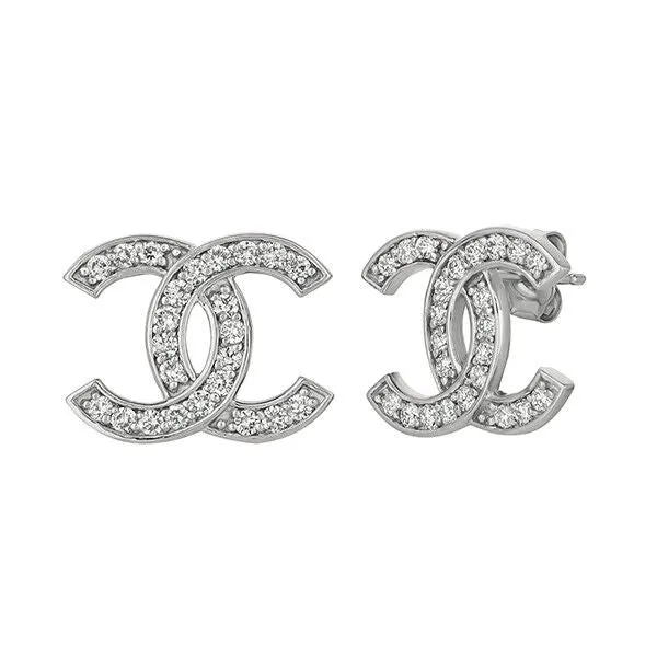 0.50 Carat Natural Diamond Earrings G-H SI 14K White Gold