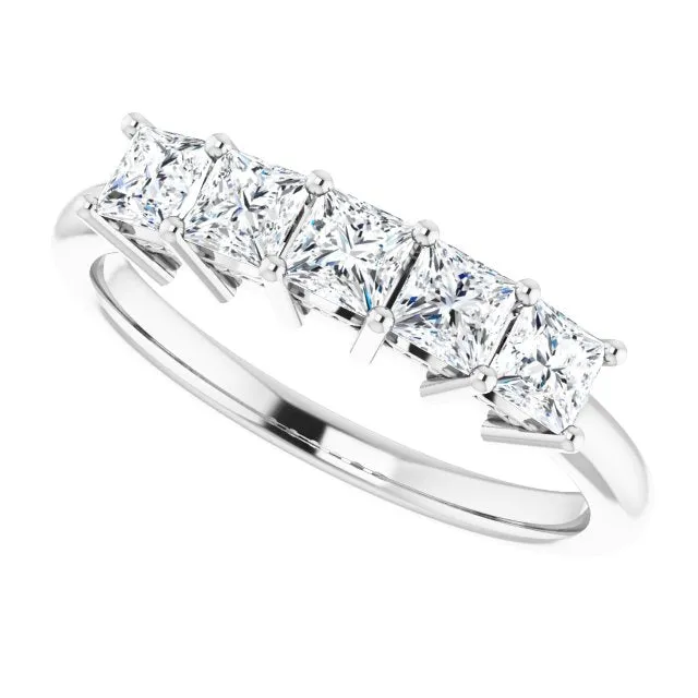 0.90 ct. Princess Cut Diamond Hidden Milgrain Accent Wedding Band