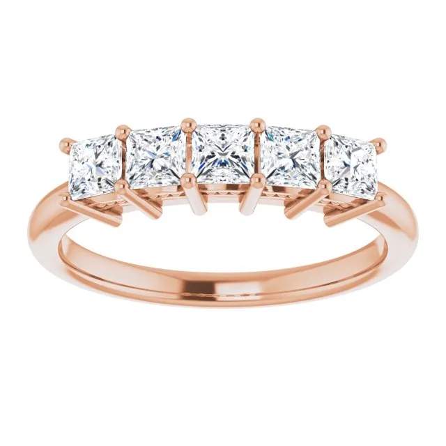 0.90 ct. Princess Cut Diamond Hidden Milgrain Accent Wedding Band