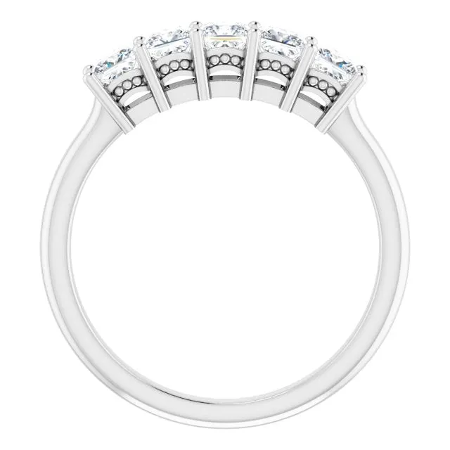 0.90 ct. Princess Cut Diamond Hidden Milgrain Accent Wedding Band