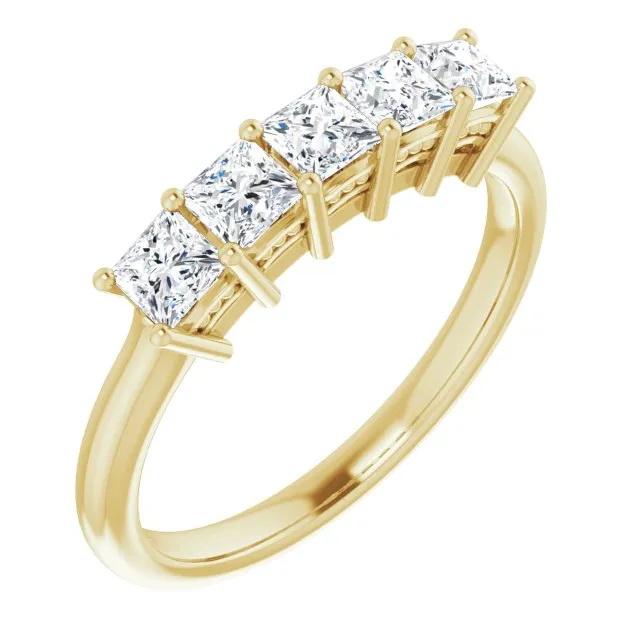 0.90 ct. Princess Cut Diamond Hidden Milgrain Accent Wedding Band