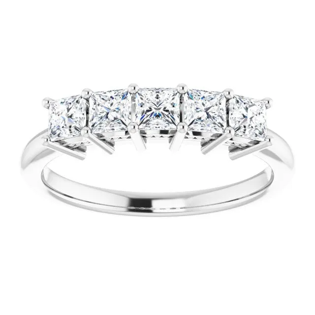 0.90 ct. Princess Cut Diamond Hidden Milgrain Accent Wedding Band