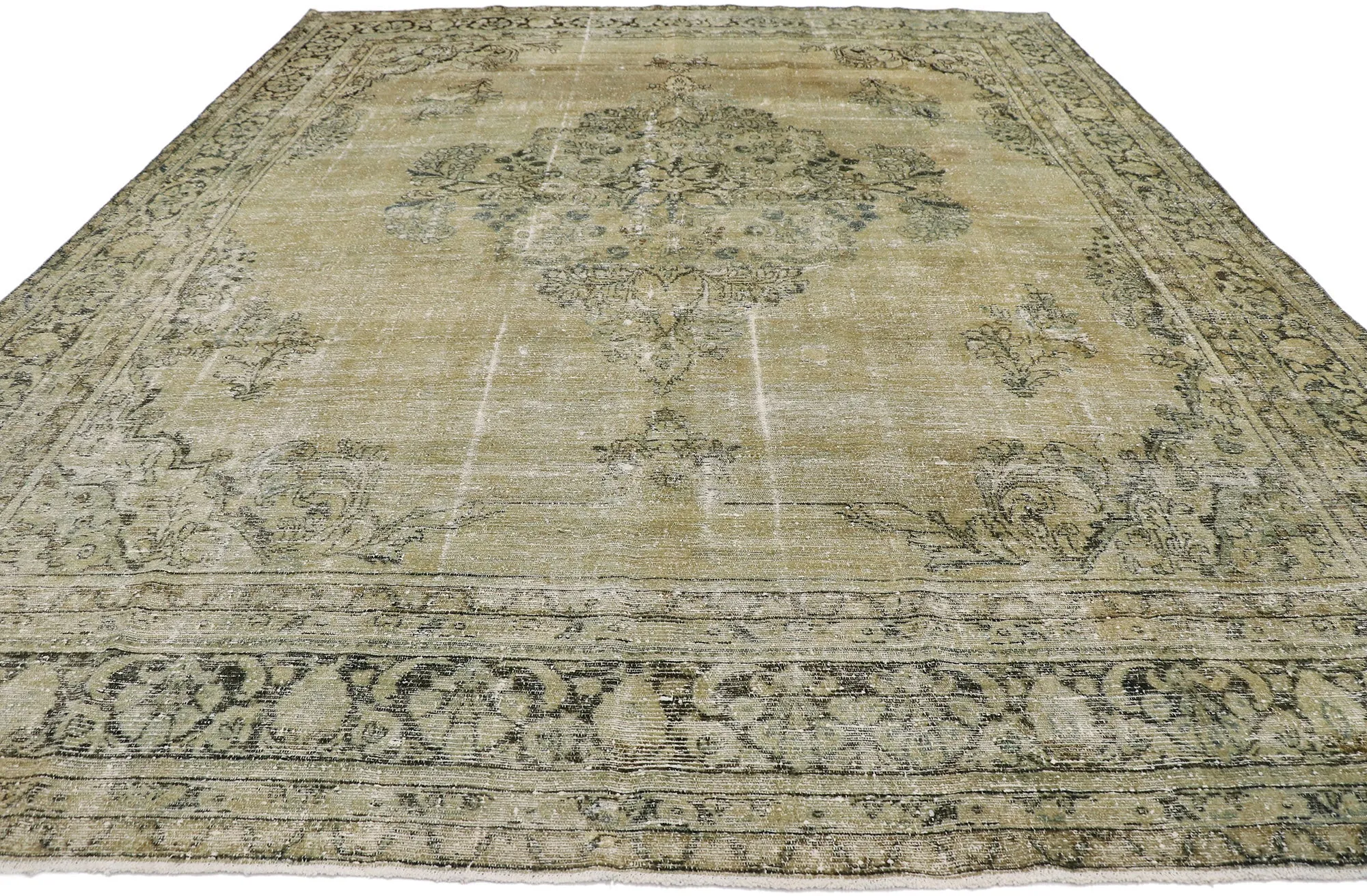 10 x 12 Distressed Antique Persian Mahal Rug