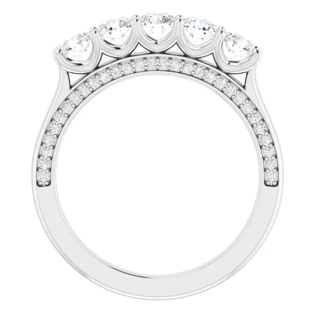1.00 ct. Round Cut Diamond Wedding Band Hidden Side Accent Diamonds