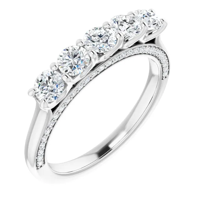 1.00 ct. Round Cut Diamond Wedding Band Hidden Side Accent Diamonds
