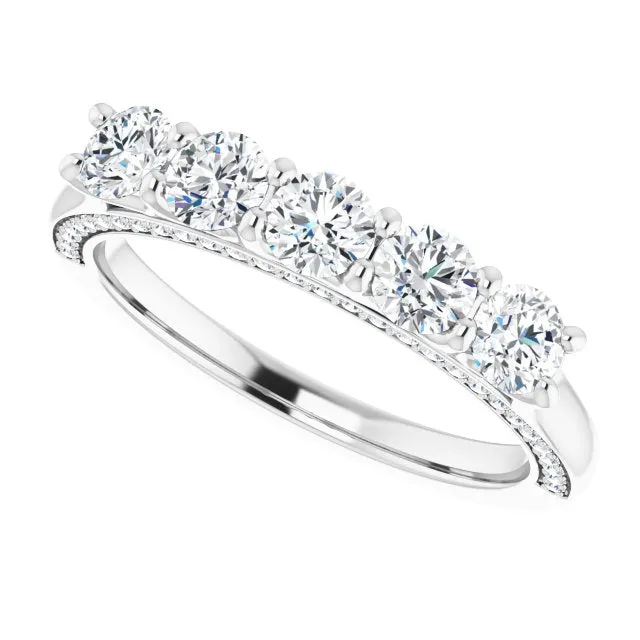 1.00 ct. Round Cut Diamond Wedding Band Hidden Side Accent Diamonds