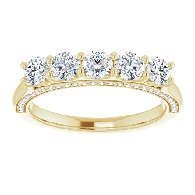1.00 ct. Round Cut Diamond Wedding Band Hidden Side Accent Diamonds