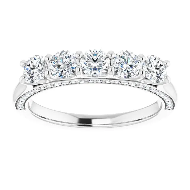 1.00 ct. Round Cut Diamond Wedding Band Hidden Side Accent Diamonds