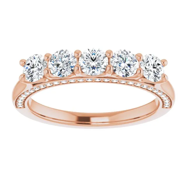 1.00 ct. Round Cut Diamond Wedding Band Hidden Side Accent Diamonds