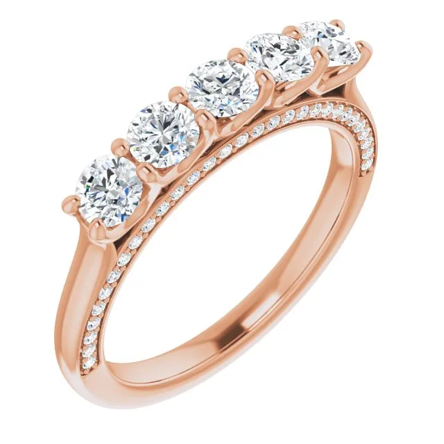 1.00 ct. Round Cut Diamond Wedding Band Hidden Side Accent Diamonds