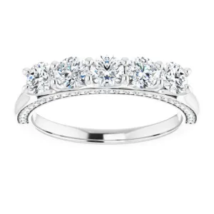 1.00 ct. Round Cut Diamond Wedding Band Hidden Side Accent Diamonds