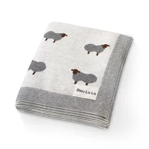 100% Luxury Cotton Receiving Swaddle Baby Blanket - Sheep: Ivory