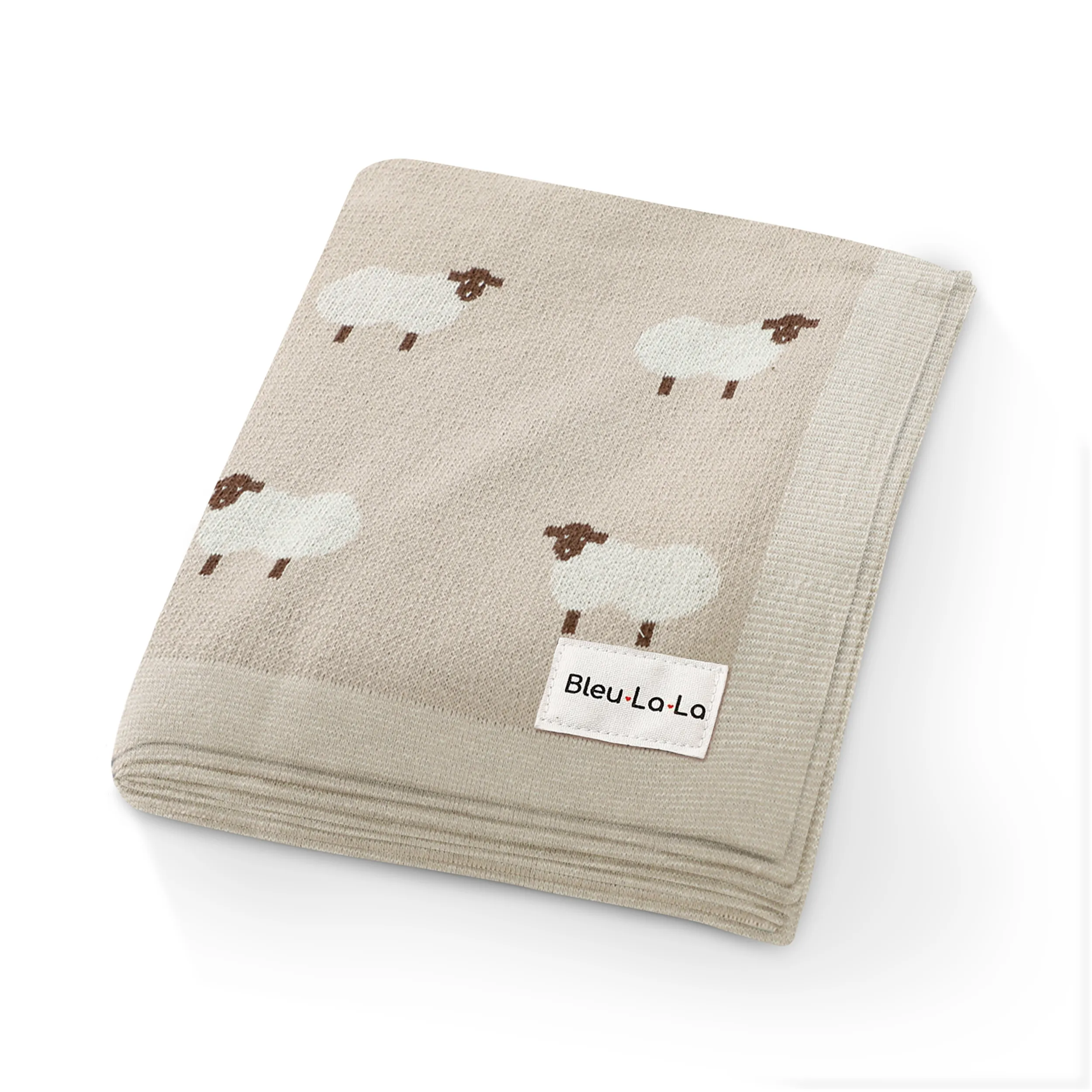 100% Luxury Cotton Receiving Swaddle Baby Blanket - Sheep: Ivory