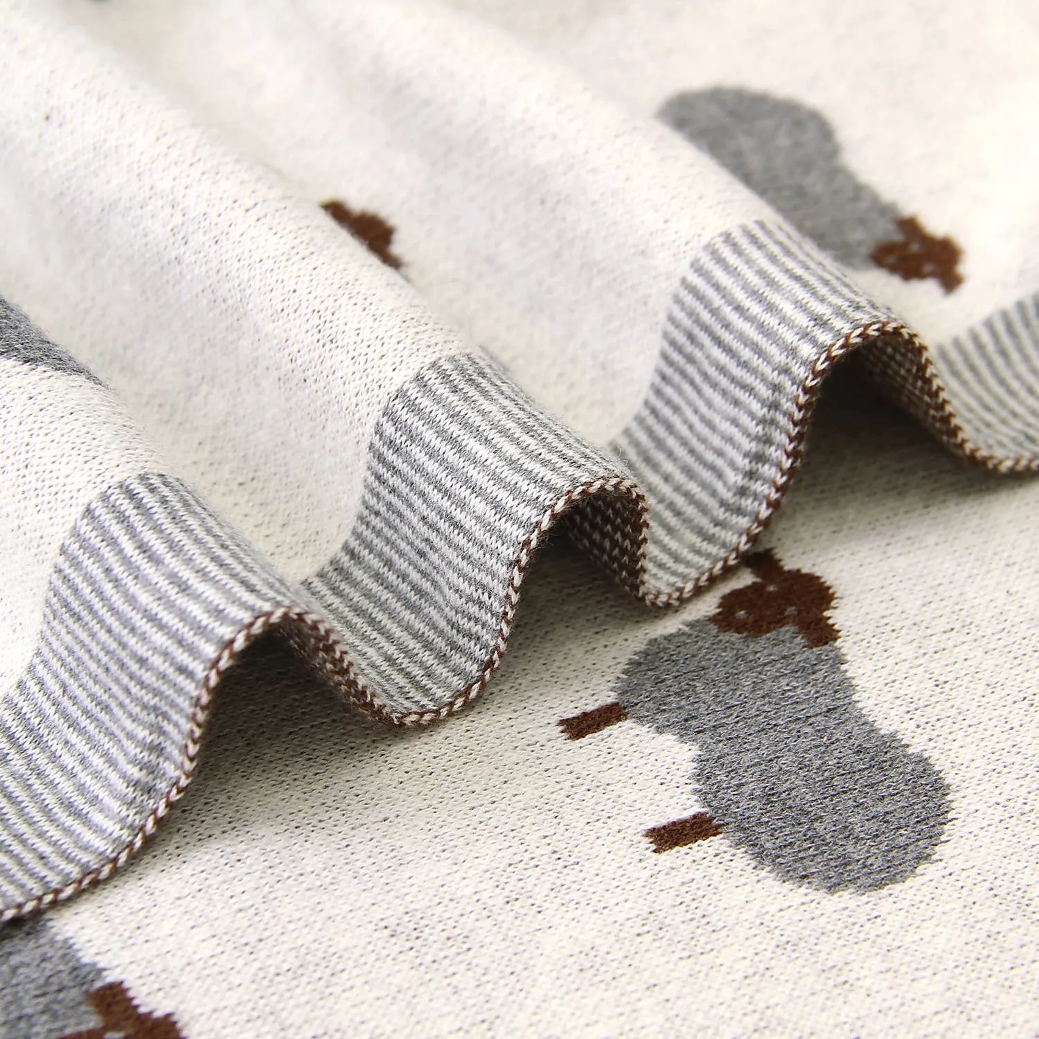 100% Luxury Cotton Receiving Swaddle Baby Blanket - Sheep: Ivory