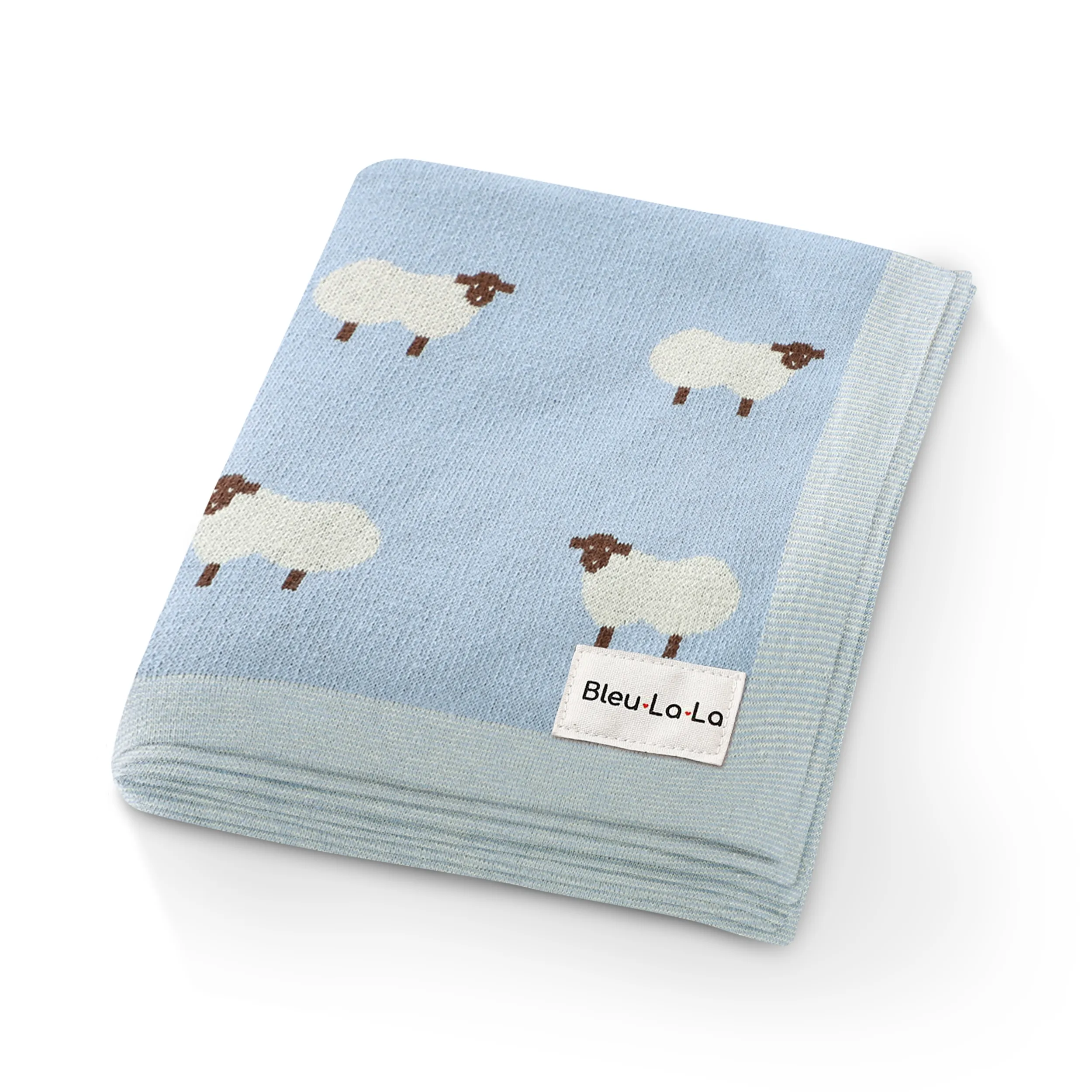 100% Luxury Cotton Receiving Swaddle Baby Blanket - Sheep: Ivory