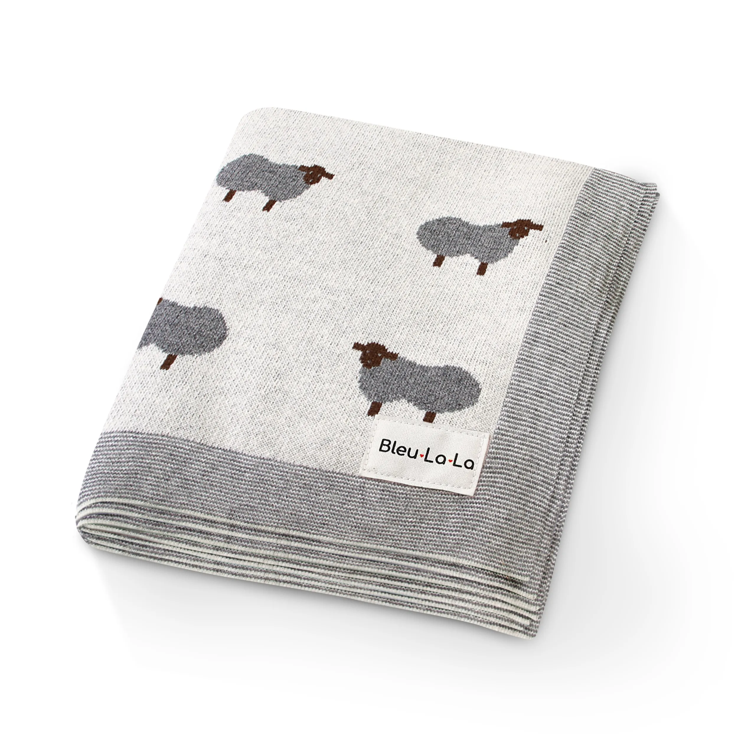 100% Luxury Cotton Receiving Swaddle Baby Blanket - Sheep: Ivory