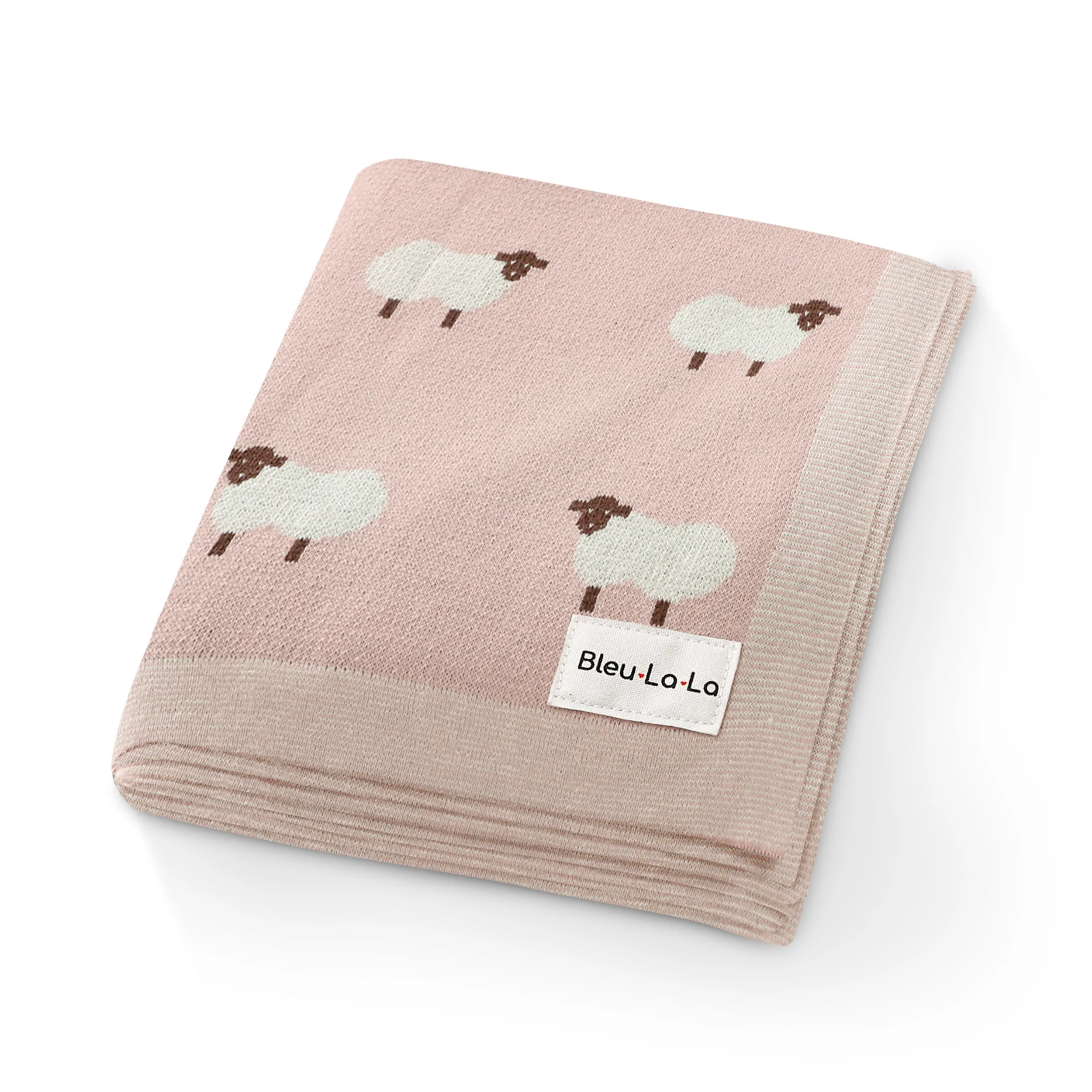 100% Luxury Cotton Receiving Swaddle Baby Blanket - Sheep: Ivory