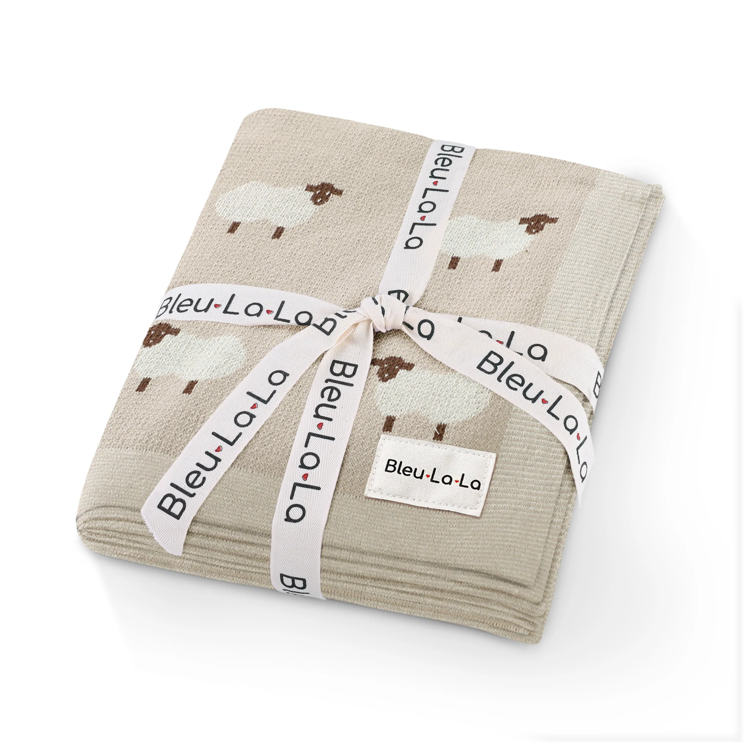 100% Luxury Cotton Receiving Swaddle Baby Blanket - Sheep: Ivory