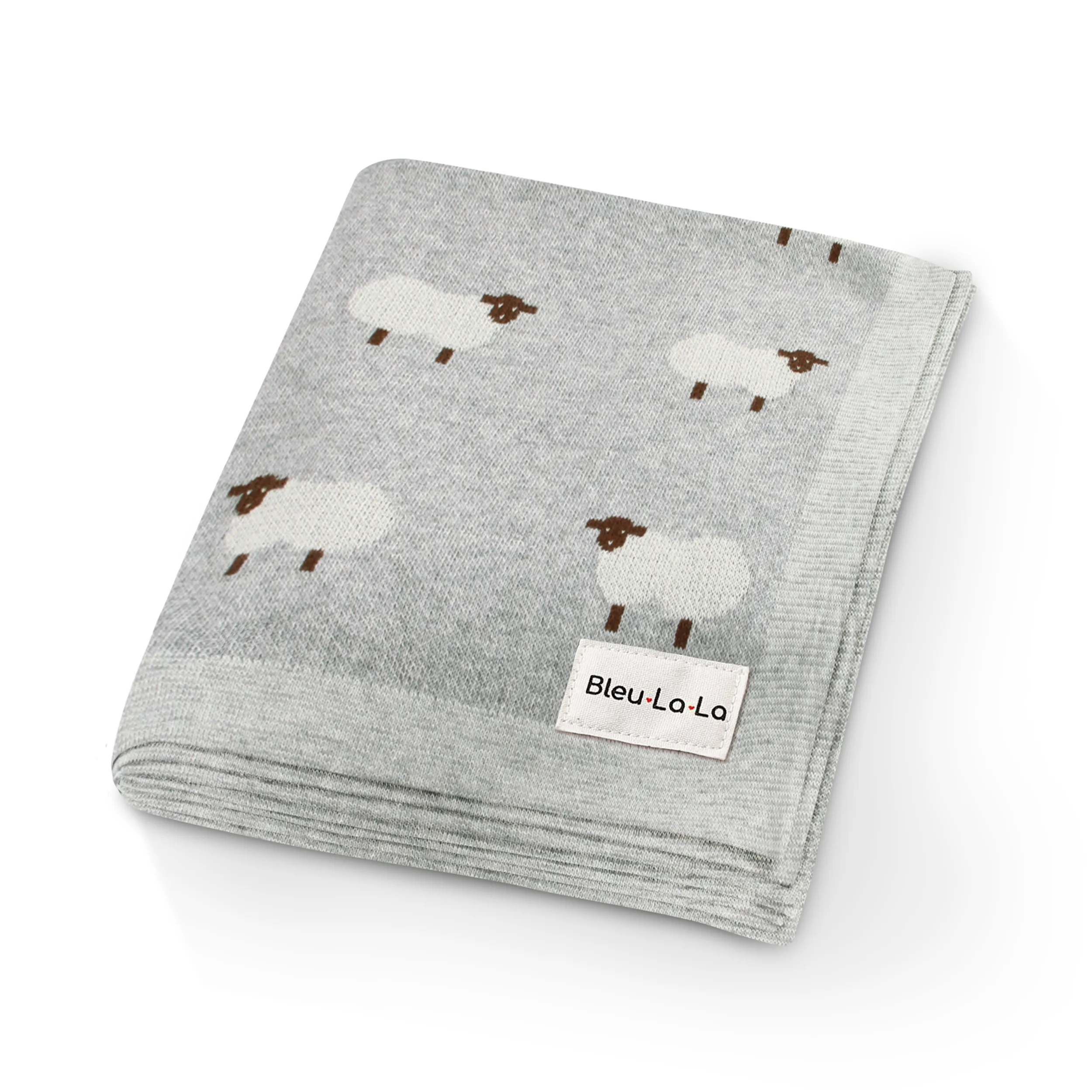 100% Luxury Cotton Receiving Swaddle Baby Blanket - Sheep: Ivory
