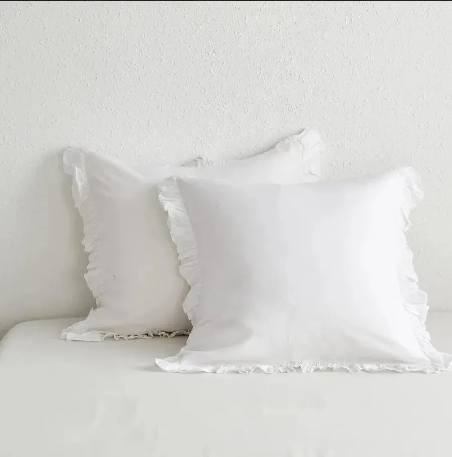 100% Washed Linen Duvet Cover Set -  White