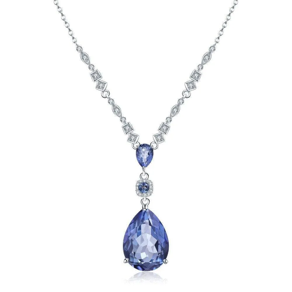 10.68C Natural Iolite Blue Mystic Quartz Pendant Necklace