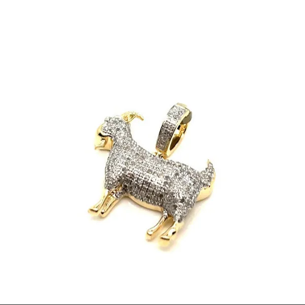 10k Gold Goat Pendant .63ct of Round Natural Diamonds - PD00553