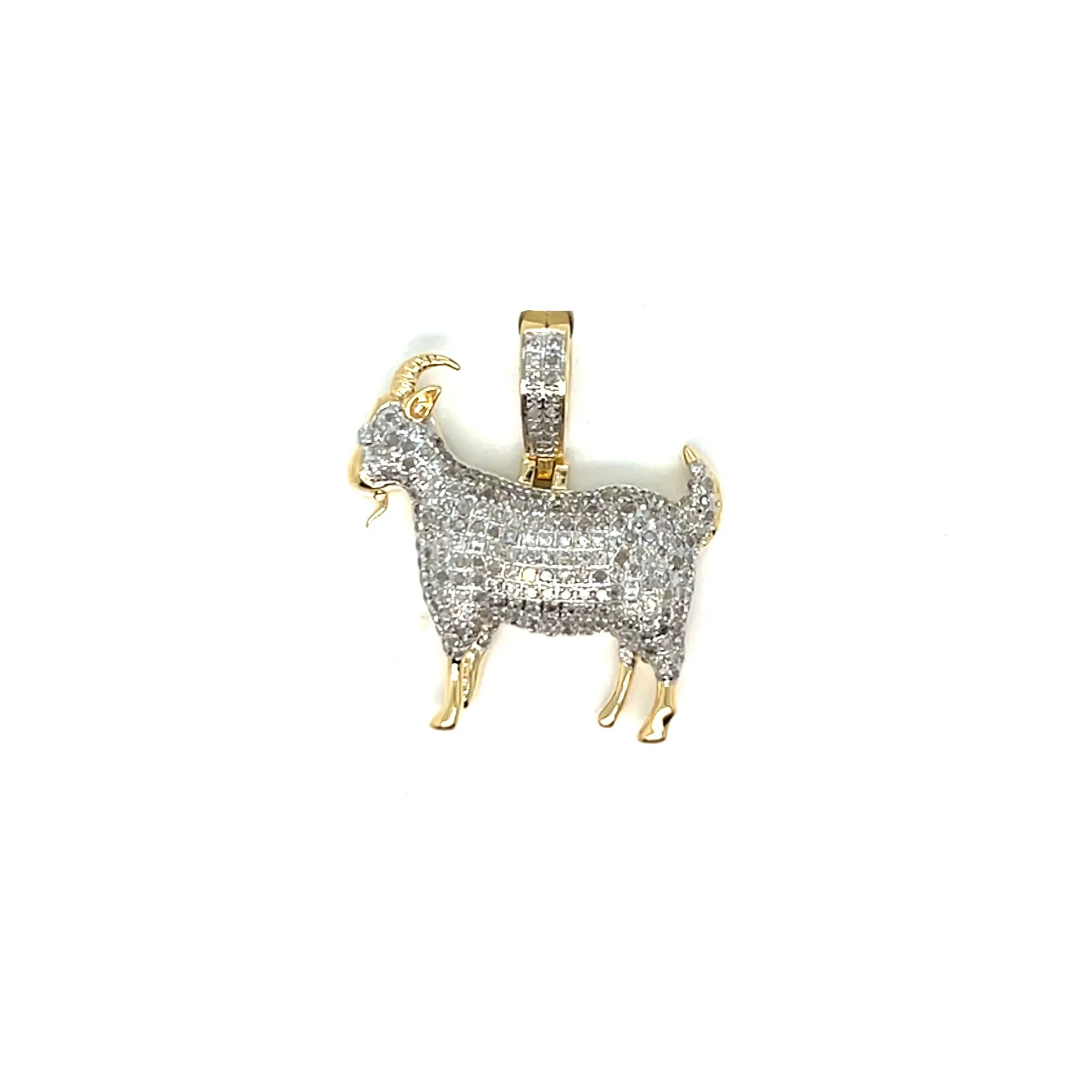 10k Gold Goat Pendant .63ct of Round Natural Diamonds - PD00553