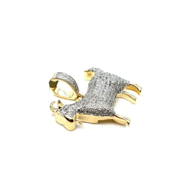 10k Gold Goat Pendant .63ct of Round Natural Diamonds - PD00553