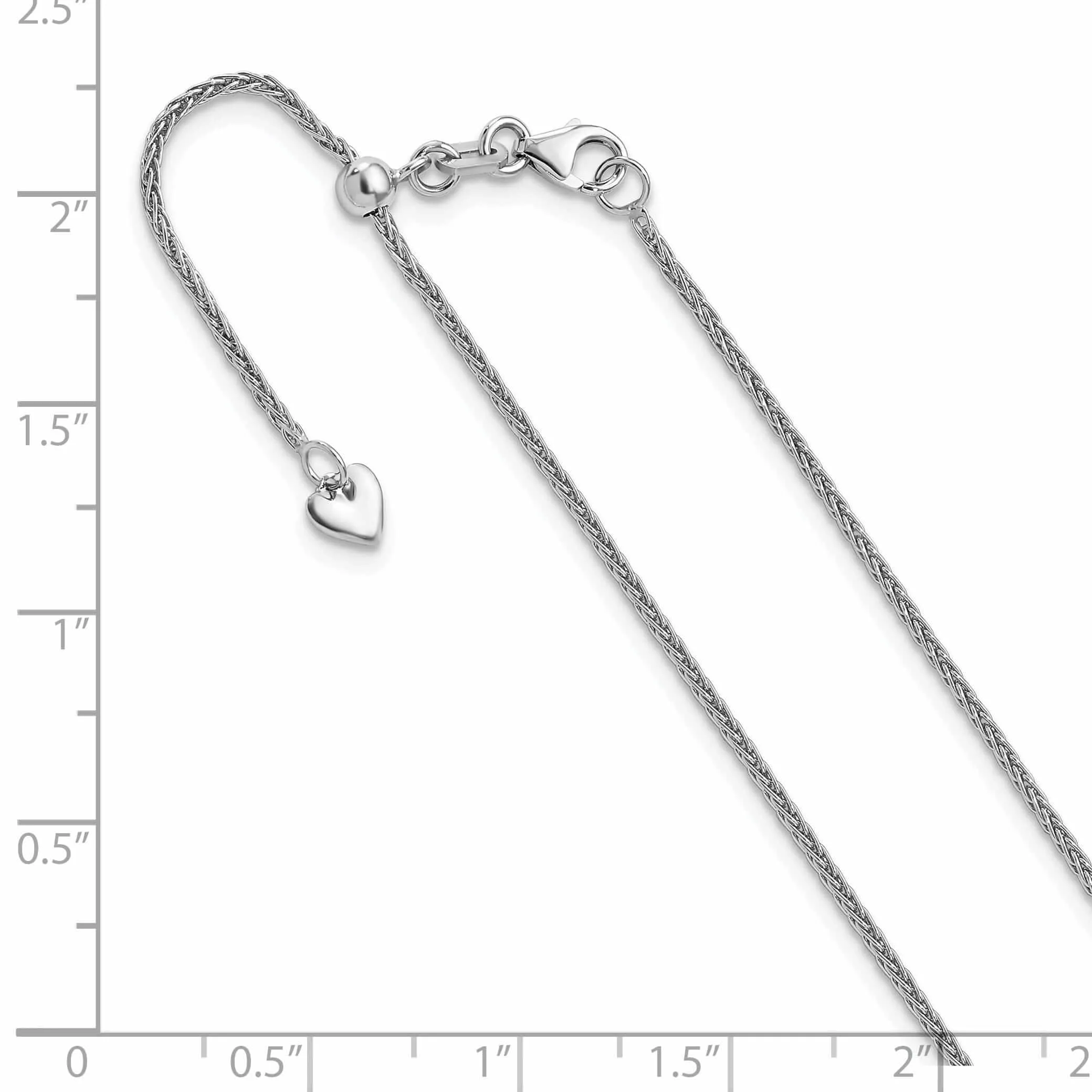 10K White Gold 1.35 mm Adjustable Wheat Chain