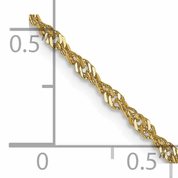 10k Yellow Gold 1.7 mm Sparkle Singapore Chain