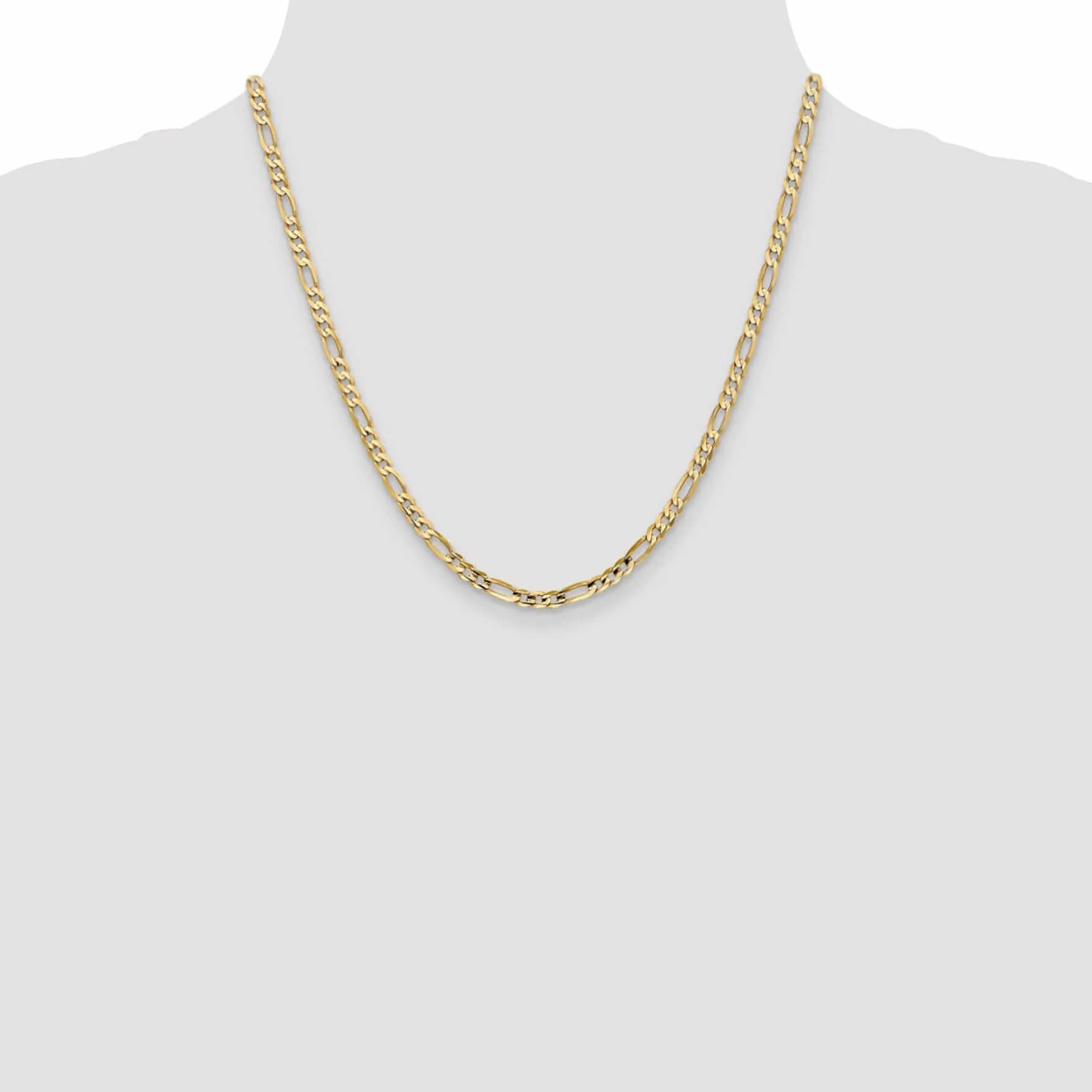10k Yellow Gold 4.0mm Concave Figaro Chain
