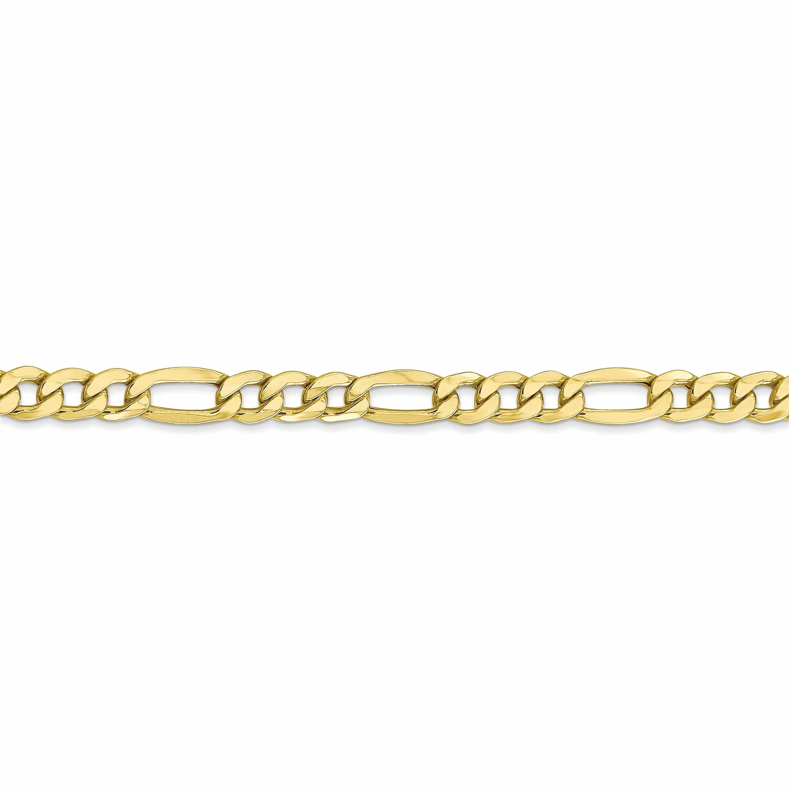10k Yellow Gold 5.35mm Semi-Solid Figaro