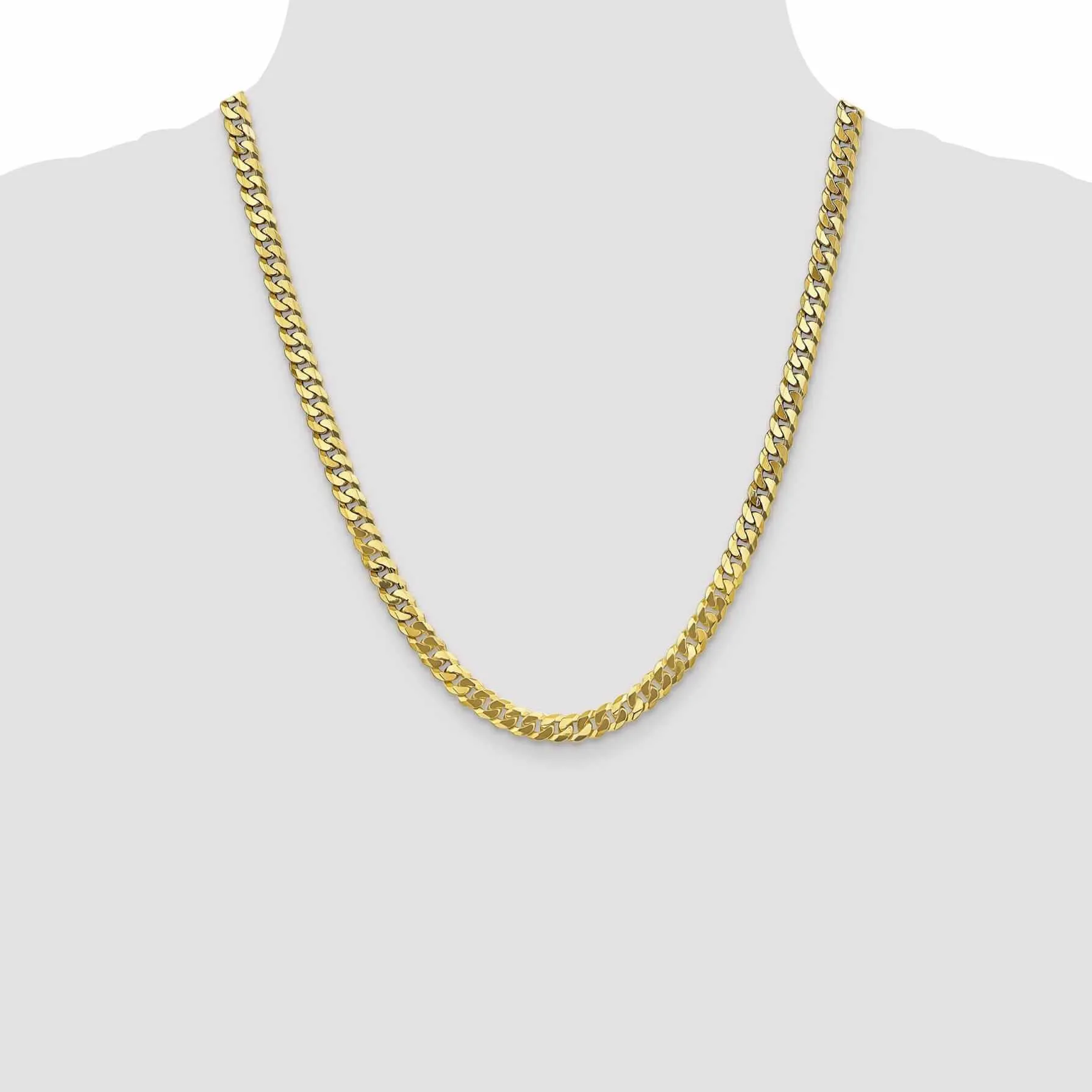 10k Yellow Gold 6.1mm Flat Beveled Curb Chain