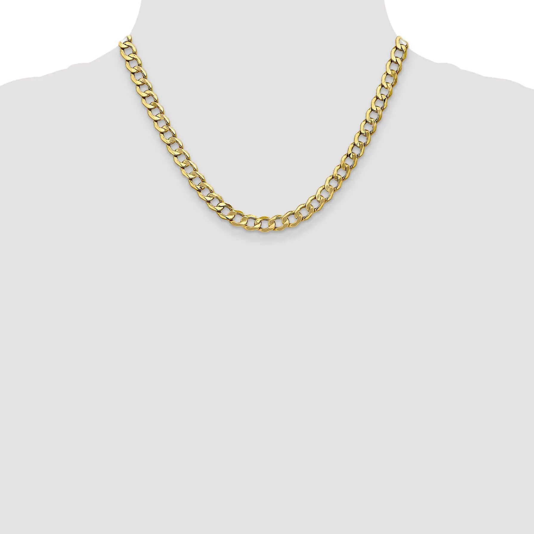 10k Yellow Gold 7.0m Semi-Solid Curb Link Chain