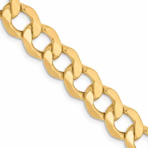 10k Yellow Gold 7.0m Semi-Solid Curb Link Chain
