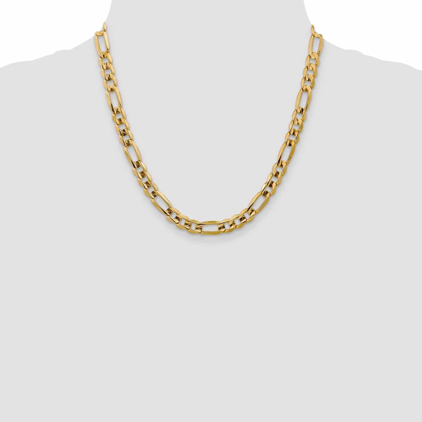 10k Yellow Gold 7.5mm Concave Figaro Chain