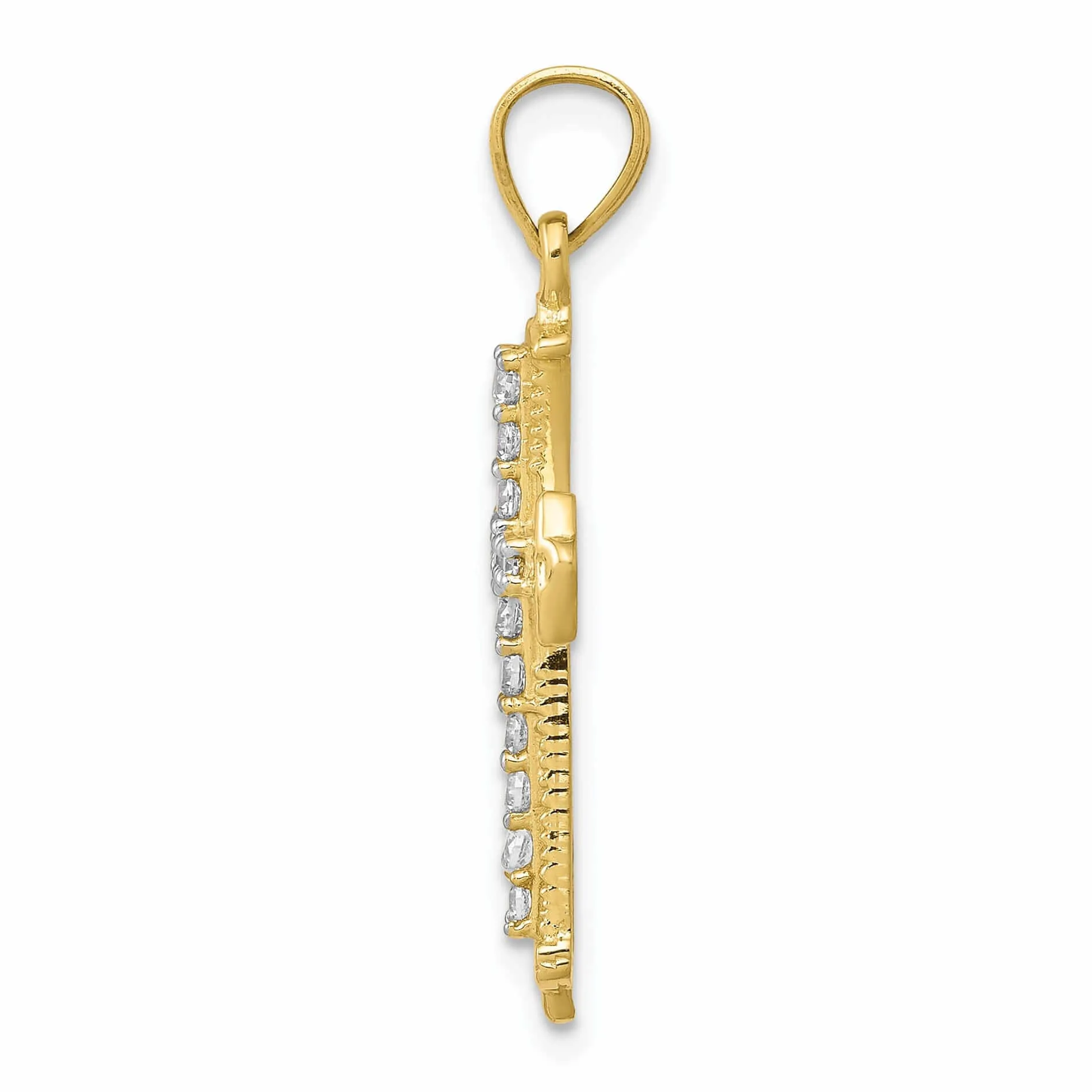 10k Yellow Gold C.Z Cross Pendant Polished