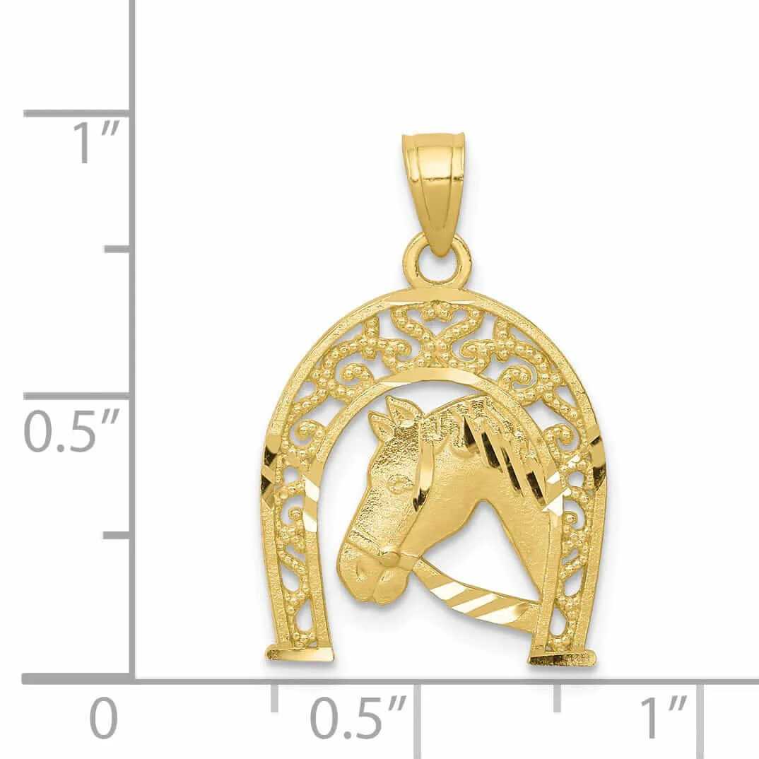 10k Yellow Gold Good Luck Horseshoe Pendant
