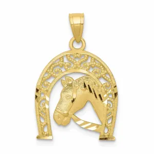 10k Yellow Gold Good Luck Horseshoe Pendant